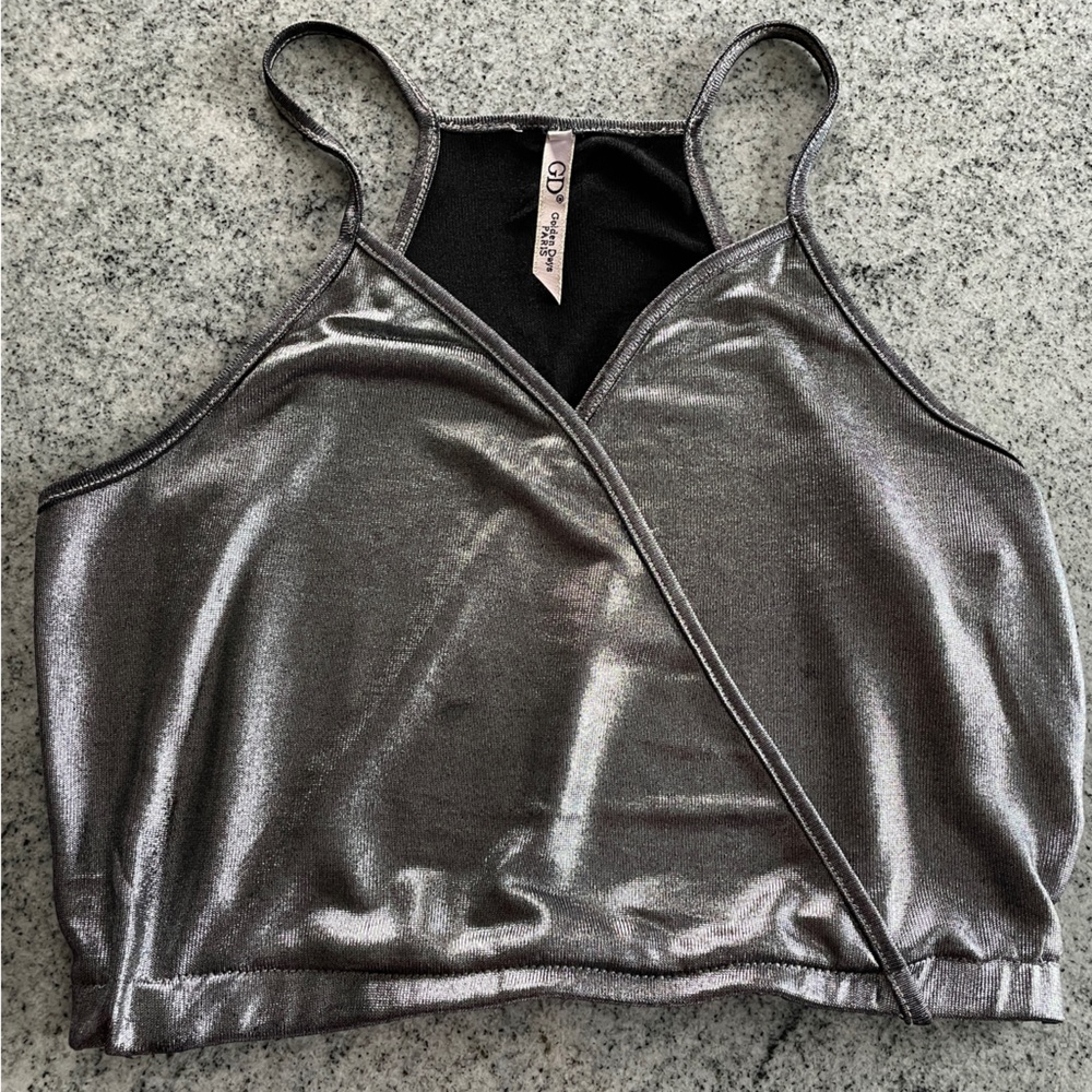 Metallic wrap-over top